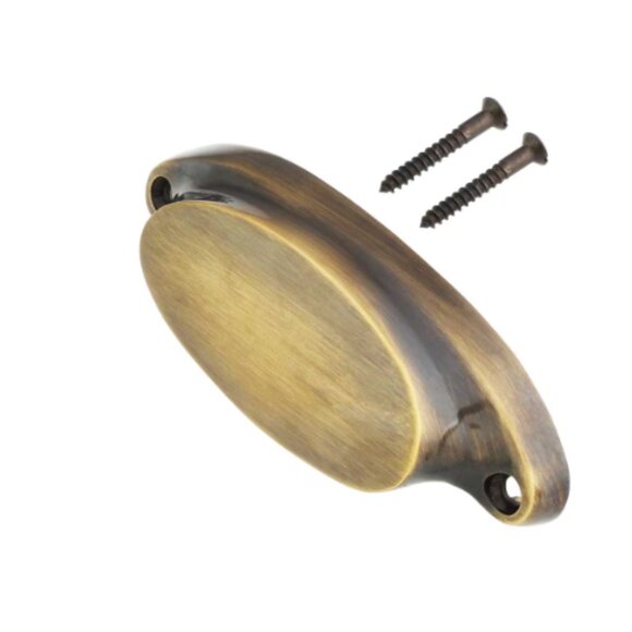 NEW House of Antique Hardware Cast Brass Oval Bin Pull Drawer Handle - Picture 3 of 7